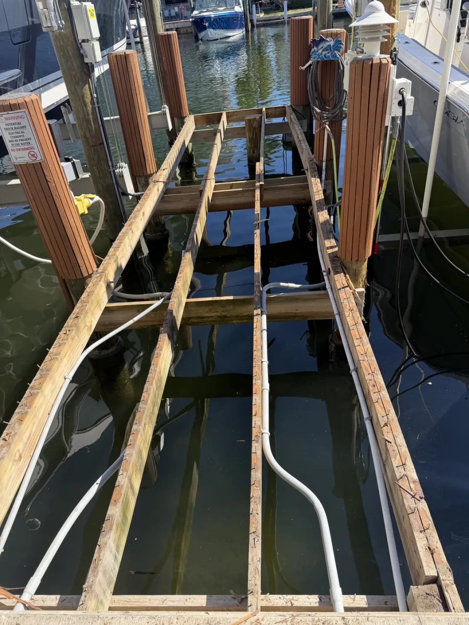 The same dock stripped to the frame
