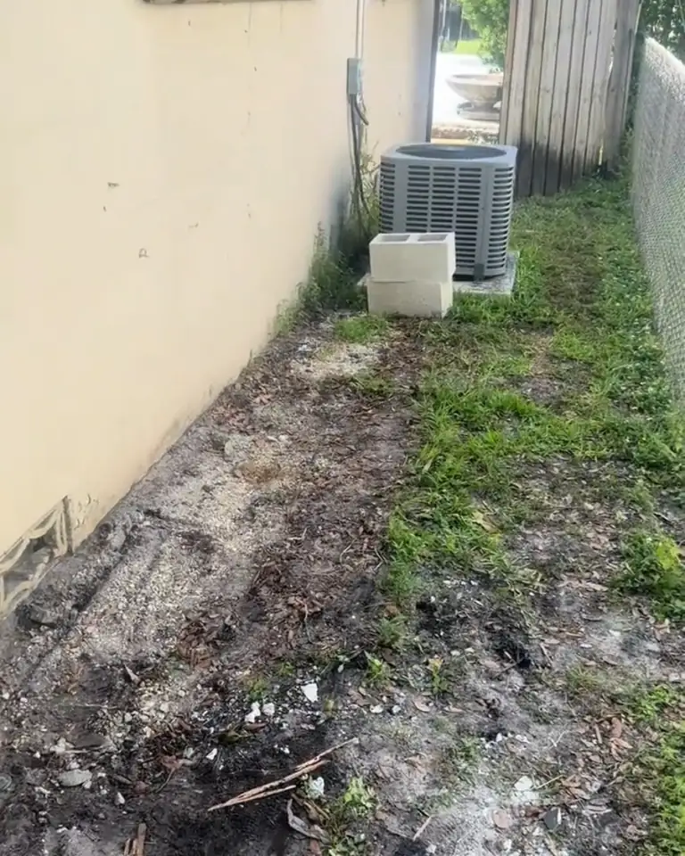 Cleared strip up to the A/C units