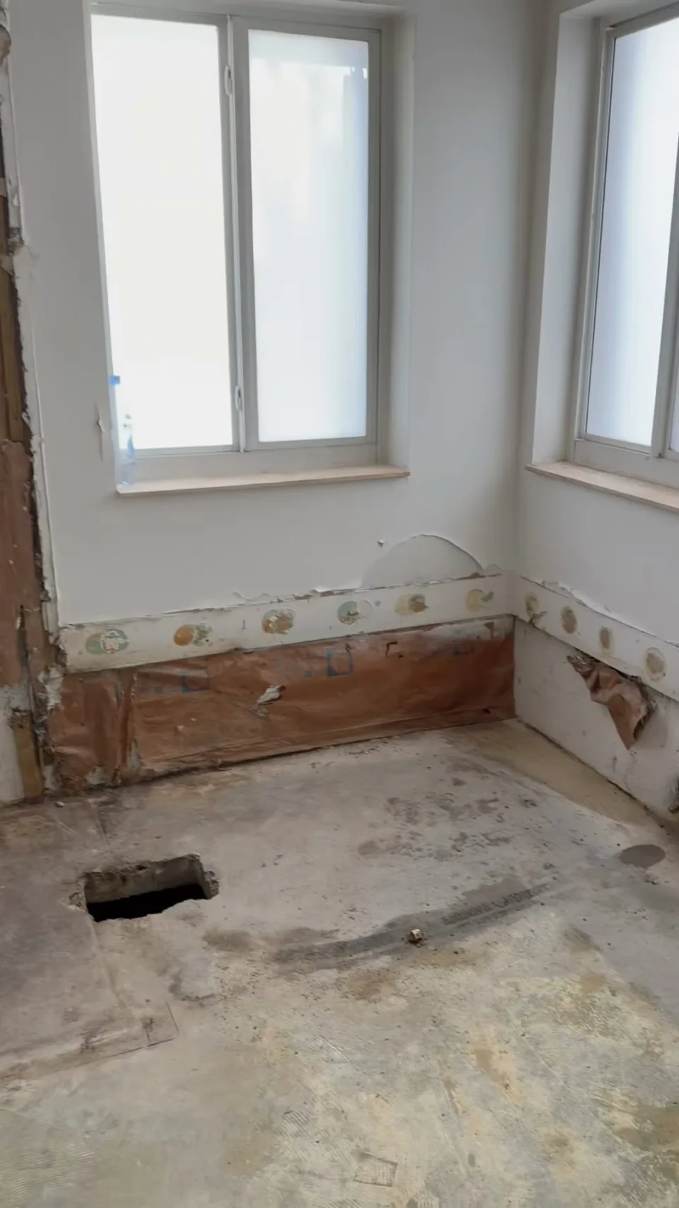 Tub wall opened after the demo