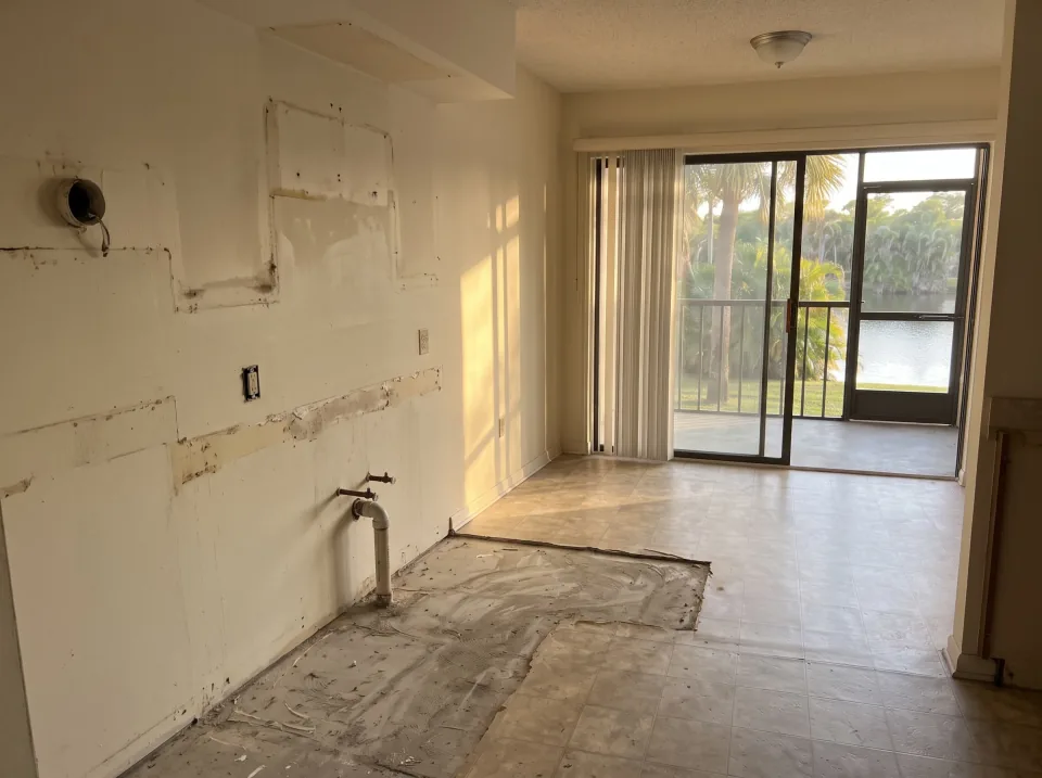 Illustration, after: the cabinets, counters and stove removed