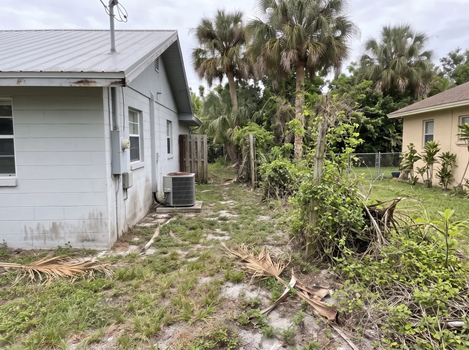 Illustration, after: the fence boards, rails and posts removed