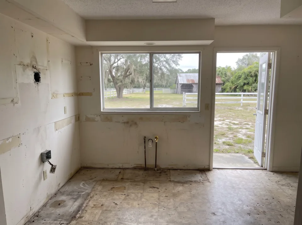 Illustration, after: the cabinets, counters and stove removed