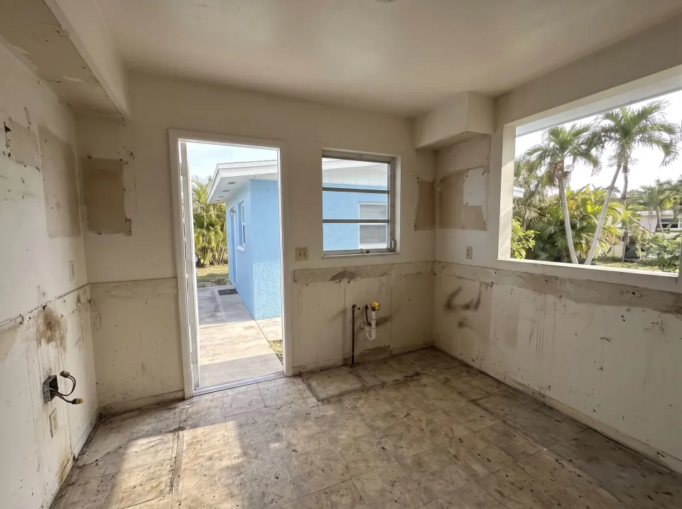 Illustration, after: the cabinets, counters and stove removed