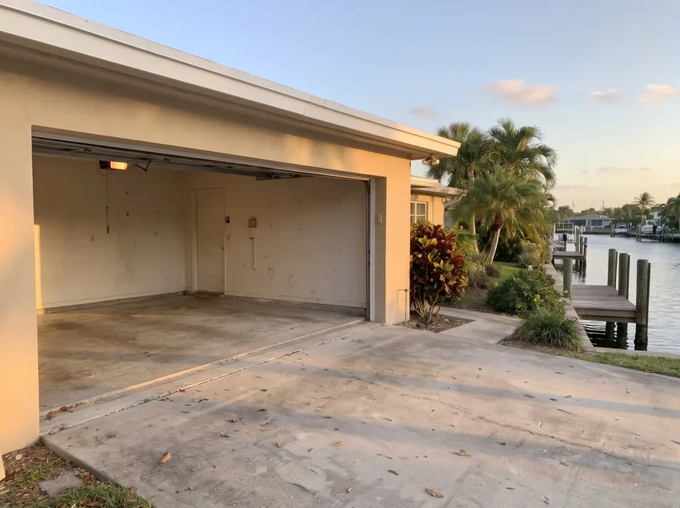 Illustration, after: the garage cleared of its contents