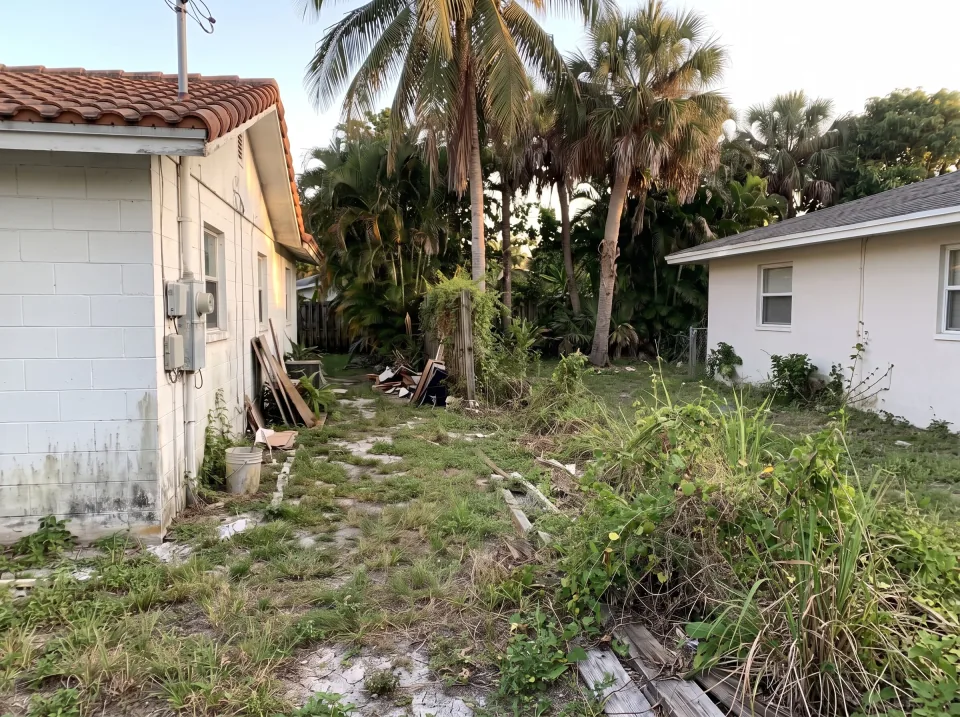 Illustration, after: the fence boards, rails and posts removed