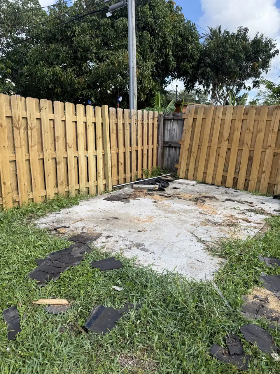 The bare slab after the shed was removed